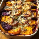 Root Vegetable Gratin with Sweet Potatoes, Parsnips, and Beets