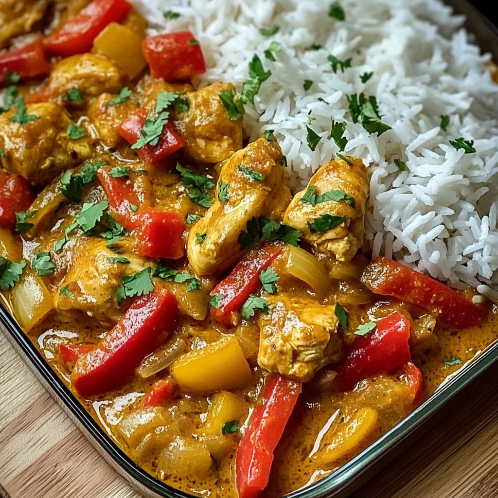 Chicken Curry with Bell Peppers & Fluffy Rice