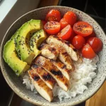 Chicken & Avocado Rice Bowl with Cherry Tomatoes