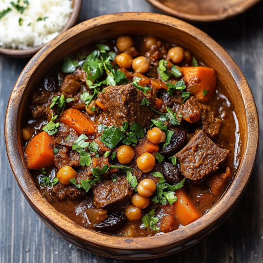 Moroccan Lamb Tagine with Prunes, Chickpeas & Spiced Vegetables
